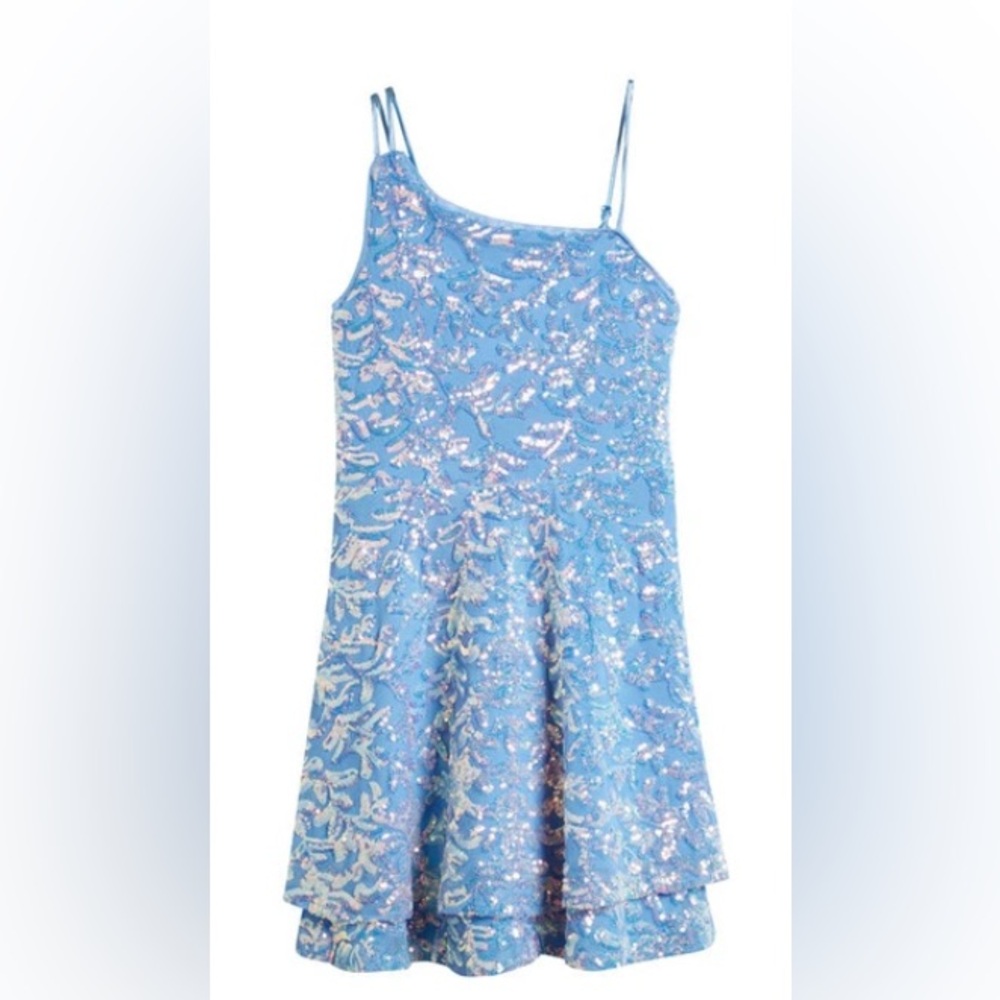 Blue Sequin Kids Formal Dress